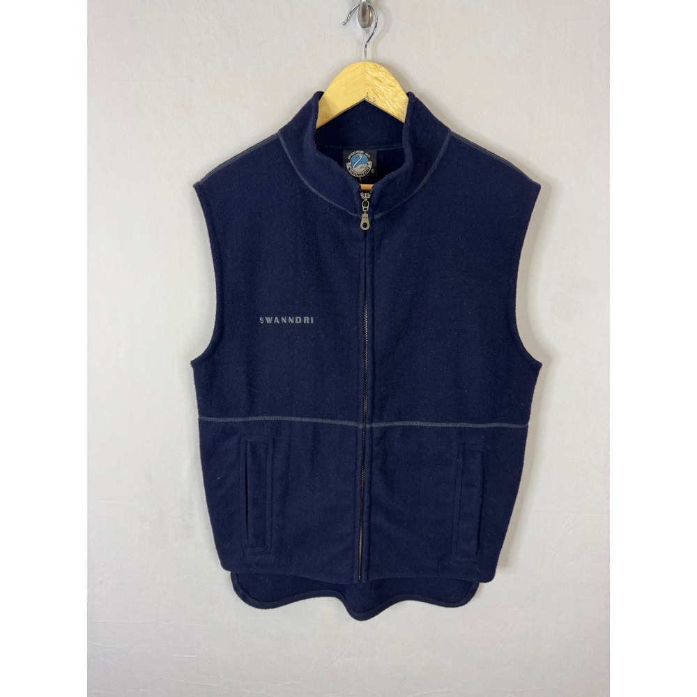 Swanndri Mens Navy Blue 100% Wool Full Zip Vest Made in New Zealand Size S